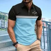 Polos de verano para hombre, pantalón corto informal, Polo de manga con estampado de bambú, camiseta holgada de negocios, Top de Color contrastante a rayas, novedad