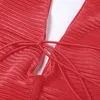 여자 수영복 omsj 휴가 섹시한 섹시한 여자 빨간 매력적인 스트랩 드레스 2023 가을 어깨 불꽃 슬리브 주름 불규칙한 패션 미니 드레스 240326