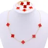 High Quality Jewelry Fashion Designer Brand Luxury Stainless Steel 18k Gold Plated Four Leaf Clover Necklace Set for Women