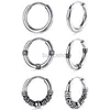 Hoop Huggie 3 par punk rostfritt stål herrörhängen med sömn platt ringar lyxiga surround retro ring örhänge design 240326