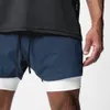 heren 2 IN 1 Workout Fitn Shorts Dubbeldeks Ademend Jogger Blauw Nyl Gym Bodybuilding Basketbal Sneldrogende Hardloopshorts e6et #