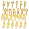 Ensembles de vaisselle DRMFIY 12PCS Vintage Fork Table Valise Set en acier inoxydable Couvrots Western Gold Speerware Dîner dessert