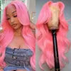 Pink Lace Front Wig Human Hair Pre Plucked 13x4 HD Lace Frontal Wig 180% Density Body Wave 613 Lace Front Wig Human Hair