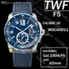 TWF F5 Calibre De Dive WSCA0011 Cal 1904-PS MC Automatic Mens Watch Super Luminous Ceramic Bezel Roman Mark Blue Dial Rubber Watch313d