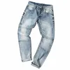italian Style Fi Men Jeans Retro Light Blue Slim Fit Ripped Jeans Men Vintage Trousers Casual Designer Denim Pants Hombre q3Nv#