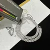 Högkvalitativ Moissanite Diamond Necklace 8mm Iced Out VVS Moissanite Cuban Link Chain Men and Women S925 Silver Hip Hop Jewelry Diamond Test Halsband