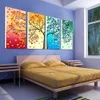 4 패널 The Tree Four Seasons Change Painting Painting Wall Art 그림 홈 장식 거실 캔버스 인쇄 비 프레임 아트 240318