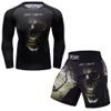 Abbigliamento sportivo da uomo Compri Suit MMA Boxe Rguard Allenamento Abbigliamento da palestra Pantaloni da allenamento Fitn Tuta aderente da corsa Set d6Z4 #