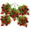 Decorative Flowers 5 Pcs Simulated Strawberry Artificial Stems Vase Filling Decors Branches Home Bouquet Bouquets Ornaments Plastic