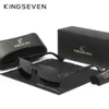 Kingseven Design Solglasögon för män Gradation Polarisation UV400 Square Frame Rimless Alloy Glasses Fashion Women Eyewear 240322