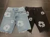 2023 Mens luxury designer Mens shorts Jeans Men Jean flower Diamond Denim shortpants Slim Mens Denim street Hip hop