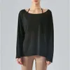 Long Off Shoulder Sleeve Yoga Tops Gym Clothes Women Breathable Blouse T Shirt Summer Light Loose Sports Shirt Running Fiess Tees