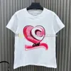 ハートプリントTシャツ女性半袖ティー春夏通気性Tシャツデザイナーカジュアルティー