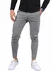 Casual Men's Busin Cott Slim Fit Hombres Pantalones Pantalones Flacos Chinos Gris Longitud del tobillo Ropa de calle Pantalones de lápiz a rayas a cuadros P3JJ #