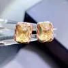 Stud Earrings Per Jewelry Natural Real Yellow Citrine Earring Rectangle Style 1.2ct 2pcs Gemstone 925 Sterling Silver Fine L24386