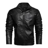 men Fi Leather Jacket Men's Motorcycle Slim Winter Fleece Jacket Coat Outdoor Casual Motor Biker Imitati Leather Jacket 694R#