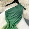 Casual jurken Dames uitgehold mesh lang voor dames Taille Slim-fit modejurk One Sgoulder Geleidelijke verandering