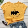 Camiseta feminina ser corajoso correr livre e ficar selvagem camiseta estética verão gráfico aventura topos camisetas casuais mulheres manga curta acampamento