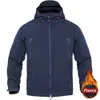 Pelle di squalo Soft Shell Abbigliamento Giacche tattiche Uomo Impermeabile Trekking Giacca con cappuccio Cappotti Blu Campo Bomber Giacca a vento l1J0 #