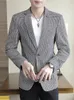 Primavera e autunno da uomo New Busin Casual pied de poule plaid Suit Giacca a maniche lunghe 3 colori Optial Large Size Suit m7Ai #