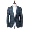 quality British Blazer Men Spring Brand One Butt Blue Slim Fit Suit Jacket Men Terno Masculino Blazers Chaqueta Hombre FS-219 X7bV#