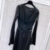 Taille robe à manches longues Niche Sexy coupe ajustée dentelle épissage Satin Swing col S-L FZ318024