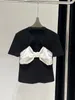 T-shirts pour femmes Color Blocking Bow tridimensionnel décoré Tops courts à la mode Cent Y2K Hollow Slim Femme Vêtements 2024