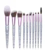 Lila Kunststoffgriff Make-up Pinsel 10er Set Lidschatten Puder Konturpinsel Kits Foundation Puder Rouge Pinsel Weiches Haar Cosme7612585