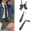 Bow Ties Korean Japanese College Fashion Grey Checkered Pre-bunt Neck Tie JK Girl School Uniform Slitte Student Bowtie Neckwear