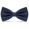 Cravates d'arc de haute qualité pour hommes de mariage de mariage de couleur unie cravate d'affaires formelle bleu ciel rouge noir chemise de costume de marine avec accessoires