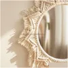 Mirrors Boho Rame Round Mirror Decorative Aesthetic Room Decor Hanging Wall For Bedroom Living House Decoration Drop Delivery Home Ga Dhw79