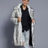 Пальто мужское теплое из искусственного меха свободное осень-зима коричневое пальто Lg с отложным воротником и рукавами мужская куртка макси с высокой талией элегантная 2024 куртка 77uy #