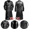 Mäns tyska klassiker WW2 Military Uniform Officer Black Real Leather Trench Coat W4HP#