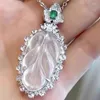 Pendant Necklaces Wholesale Chinese Style -like White Chalcedony Leaf Agate Women's Jade Necklace Live Supply