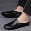 Sapatos casuais de luxo designer mules chinelos masculinos mocassins de couro genuíno homens mocassins verão homem moda metade para