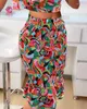 Women's Tracksuits Suit 2024 Spring/summer Latest One Shoulder Sleeveless Midi Paisley Print Ruffles Crop Top & Vacation Shirred Skirt Set