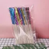 Gabeln 100 Stück Einweg Obst Dessert Sticks Party Geschirr Cocktail Picks Feuerwerk Kuchen Topper Zahnstocher für Hochzeit Dekor