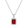 Kedjor Zhenchengda Rectangular Car Flat Cut 5 7mm Simulated Ruby Necklace For Women 925 Sterling Silver Collarben Chain