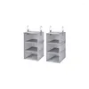 Boîtes de rangement Paire de 2 organisateurs de placards suspendus à 6 étagères pliables 12 "x12" x42 "en gris