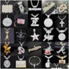 Hänghalsband högkvalitativ VVS Moissanite Iced Out Fl Diamonds Letter Initial Name M smycken halsband Personliga anpassade hängsmycken otfgq