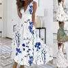 Casual Dresses Overszied Chiffon Sexy Floral Print Dress For Women Y2k Summer Sleeveless Elegant Bohemian Long Female Clothing Vestido