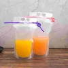 Conteneurs à emporter 50 pièces sacs à boissons à main translucide motif d'amour pailles en plastique pochettes à boire givrées