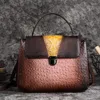 Bag Luxury Handbags Women Bags Designer Retro Genuine Leather Handbag Ladies Vintage Patchwork Messenger Shoulder Lady Tote
