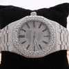 Hip Hop Jewelry Diamond Watch rostfritt stål Iced Out Bustdown VVS Moissanite Watch