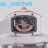 Richardmills luxe horloges Rm07-01 witte keramische kast uitsparing wijzerplaat bezet met diamant rode lip dameshorloge automatisch mechanisch FUIN