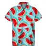 Men's Casual Shirts Colorful Watermelon Graphic Hawaiian Shirt Summer Tops Short Sleeves 3d Printed Fruits Button Men Clothes Lapel Blouse