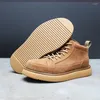 Scarpe Casual Stile britannico High Top Uomo Suola spessa Designer Lavoro all'aperto Sport Appartamenti Gioventù Vera pelle Derby Uomo 5A