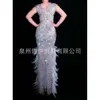 Sexy Sequin Feather Patchwork Tight Elastic Long Banquet Evening Dress 918240