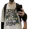 T-koszula dla mężczyzn Anime Owwrotne koszulki Y2K Tops 2023 Męska odzież uliczna LG-Sleeved Tee Men Harajuku Graphic T koszule 03ib#