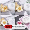 Bakning formar DIY Crystal Lim Handmased Soap Mold Food Grad Silicone 3D White Chrysanthemum Flower Cake Decoration Accessories